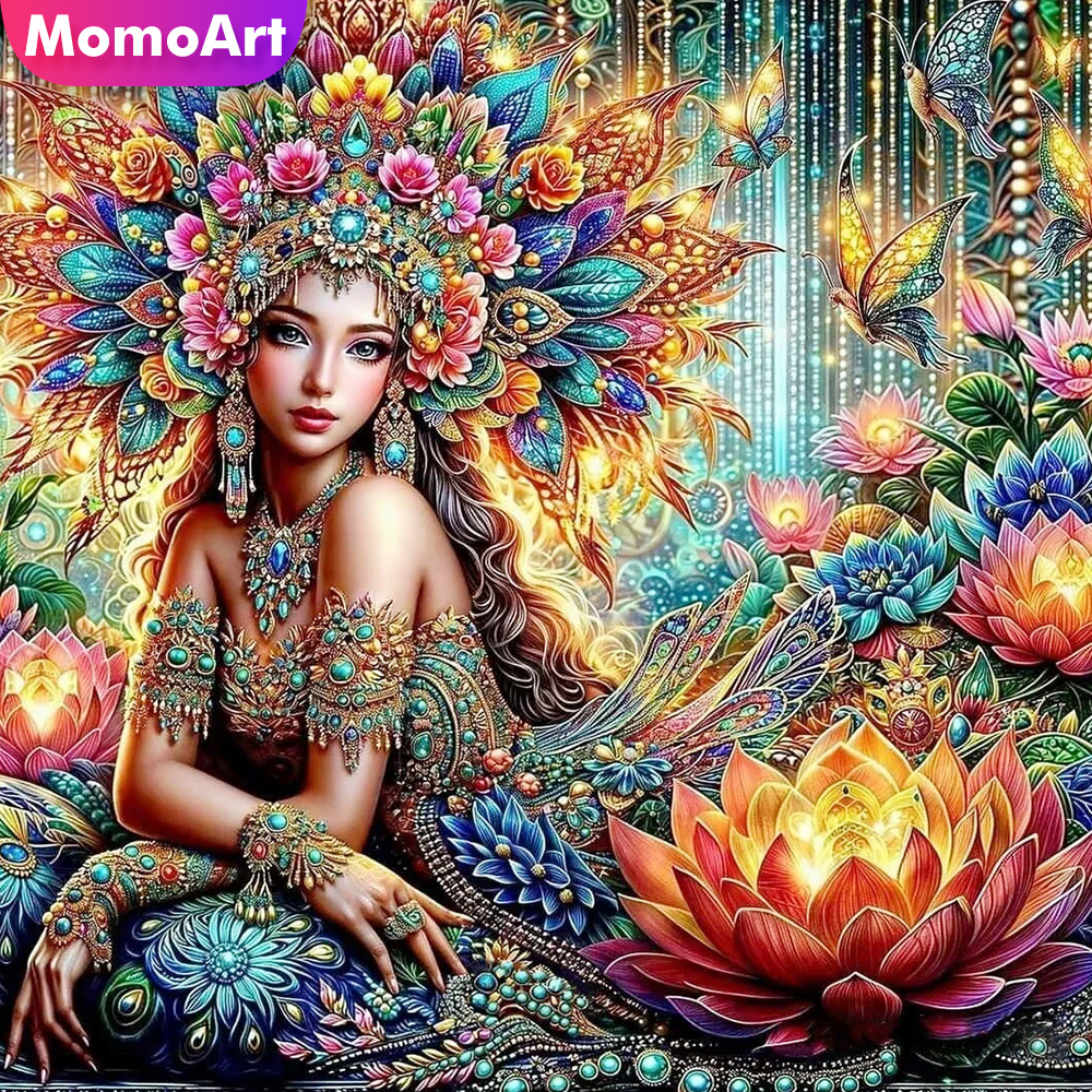 Photo Mosaic Print - Momoart Diamond Mosaic Woman Rhinestones Pictures