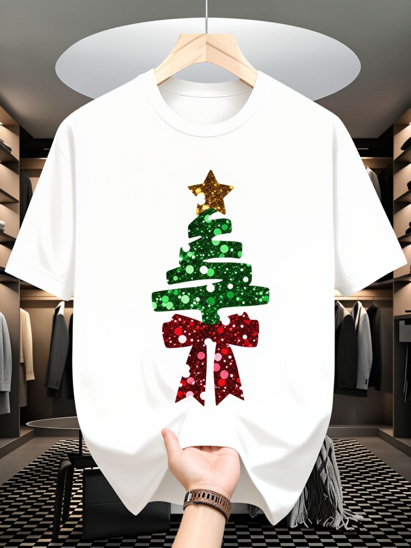 Family Tree Print - Men's T-Shirt, Christmas Tree Holiday Festive