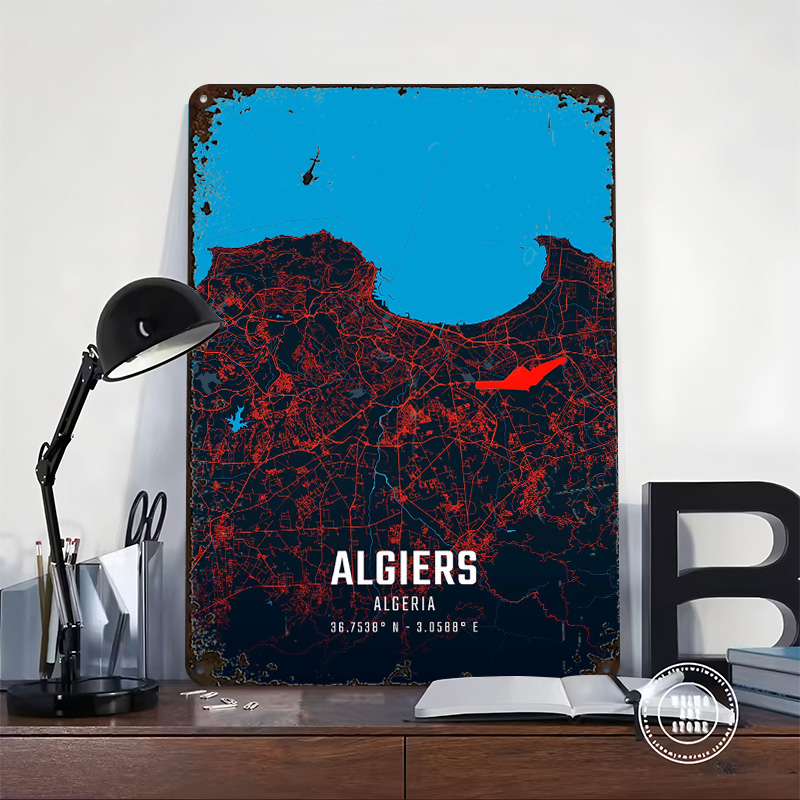 Algiers City Map Metal Poster  - Custom Map Poster recensie en prijs