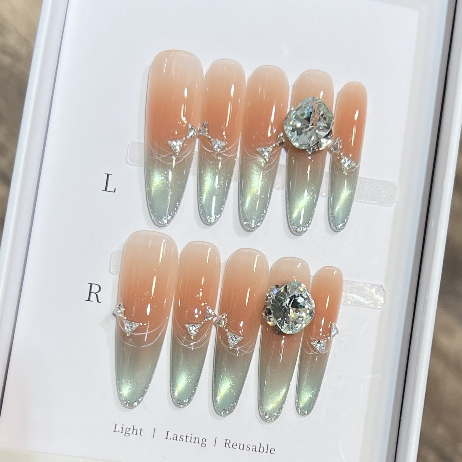 10pcs Long Almond Fake Nails T - Pressed Flower Art recensie en prijs
