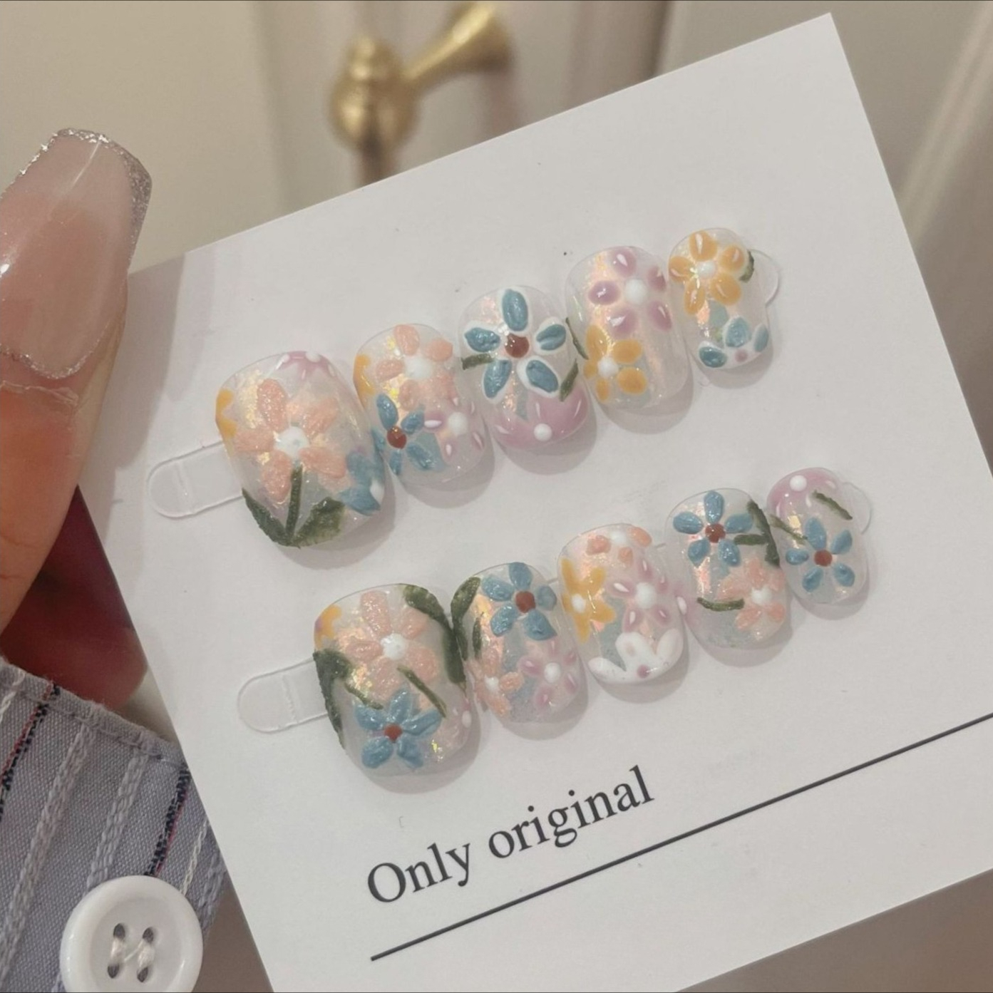 10Pcs Short Handmade Press On  - Pressed Flower Art recensie en prijs