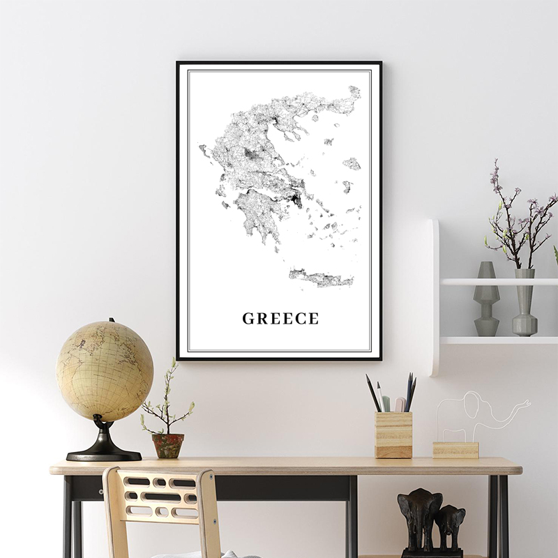 Greece Road Map Poster Black a - Custom Star Map recensie en prijs