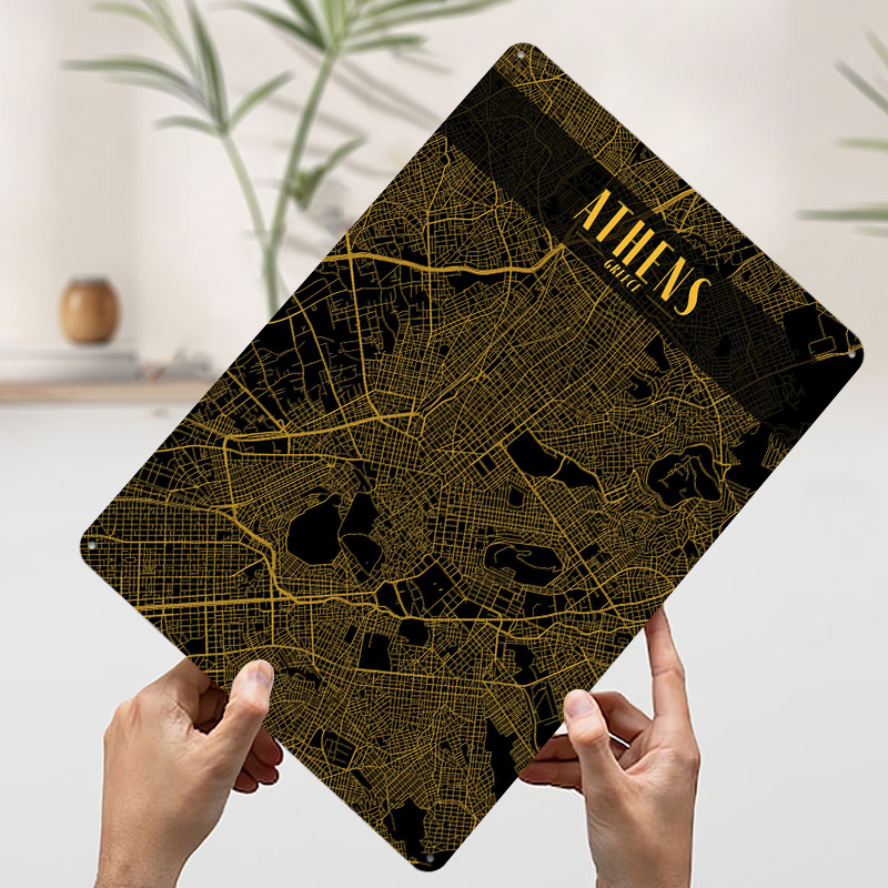 Athens Golden Map Tinplate Pos - Custom Map Poster recensie en prijs