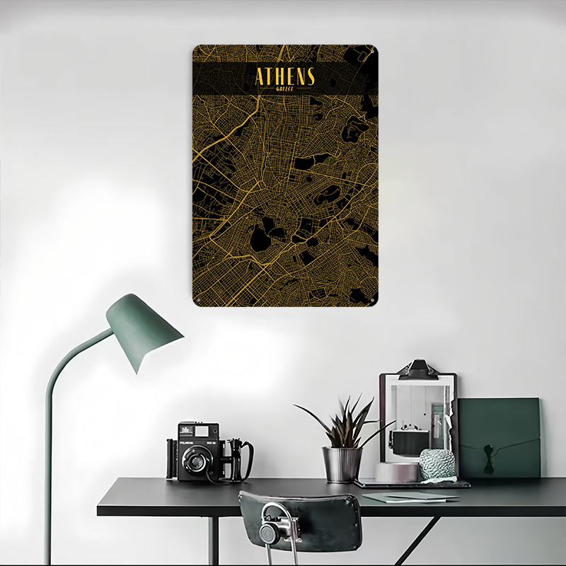 Athens Golden Map Tinplate Pos - Custom Map Poster recensie en prijs