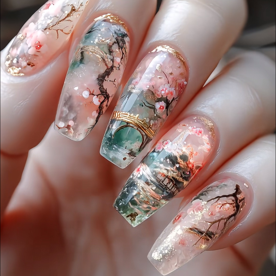 24pcs Wearable Fake Nails Sets - Pressed Flower Art recensie en prijs
