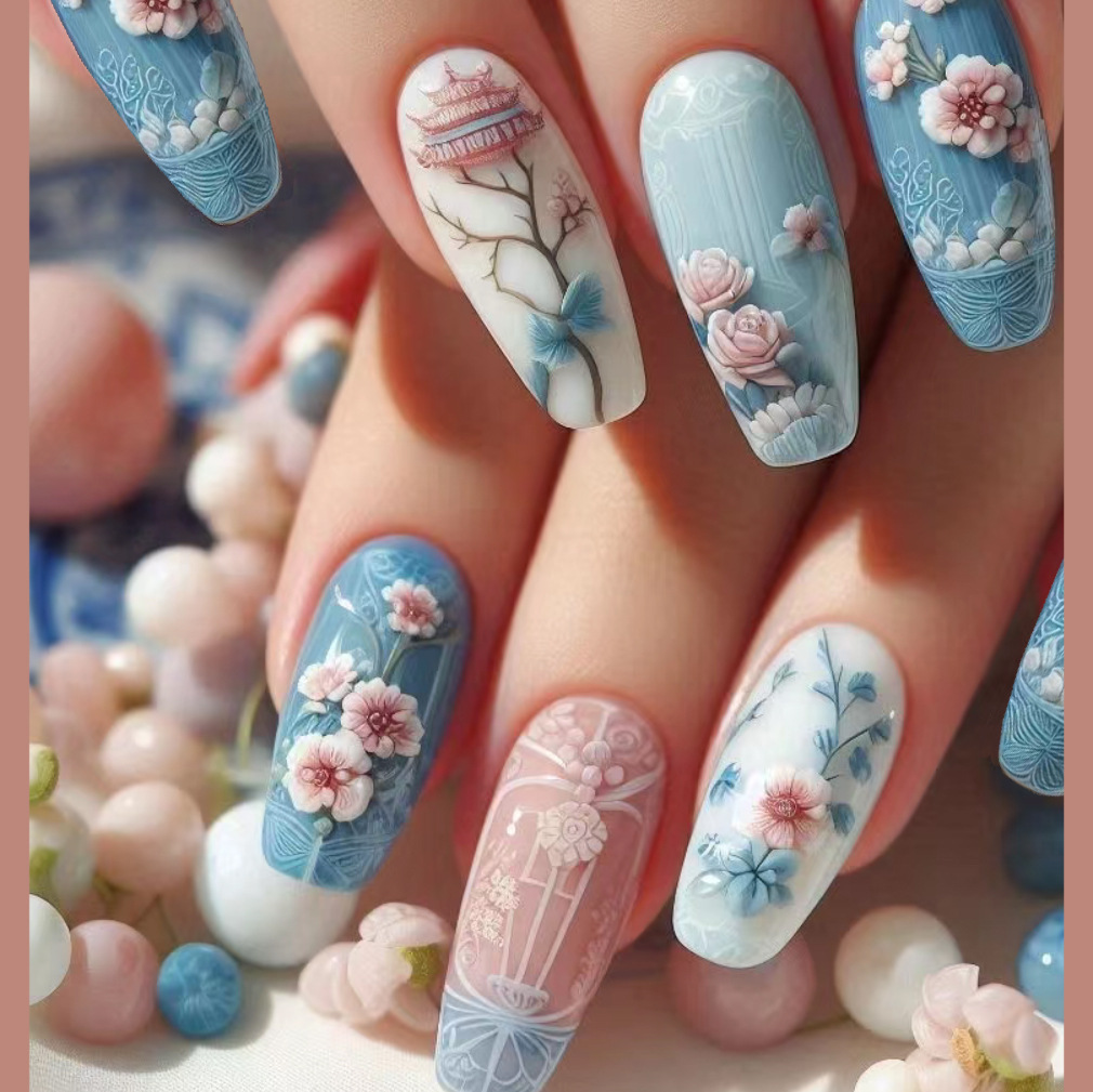 24pcs Wearable Fake Nails Sets - Pressed Flower Art recensie en prijs