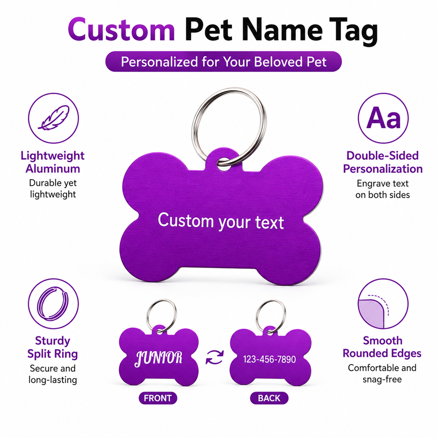 Bone Shaped Custom Name Dog Ta - Pet Portrait Custom recensie en prijs