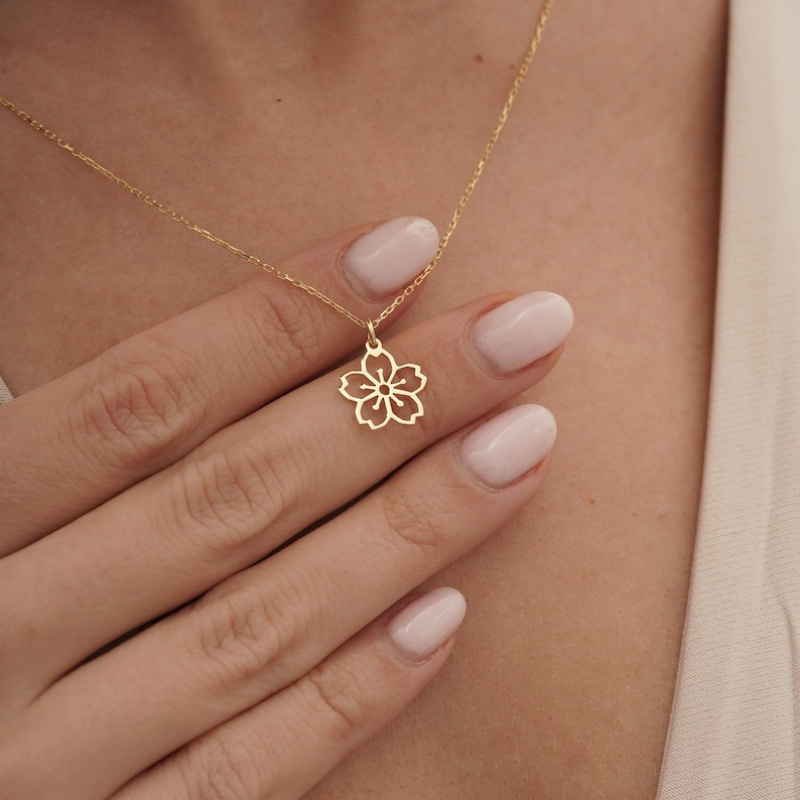 Dainty Sakura Flower Charm Nec - Birth Flower Necklace recensie en prijs