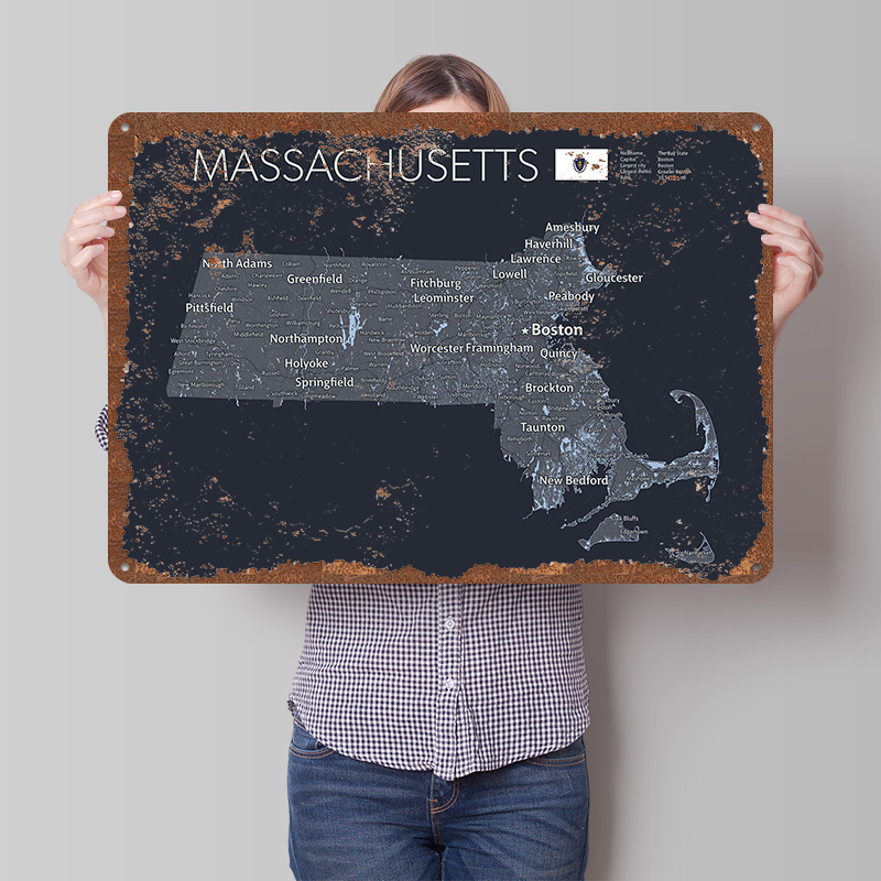 MASSACHUSETTS Map Tinplate Pos - Custom Map Poster recensie en prijs