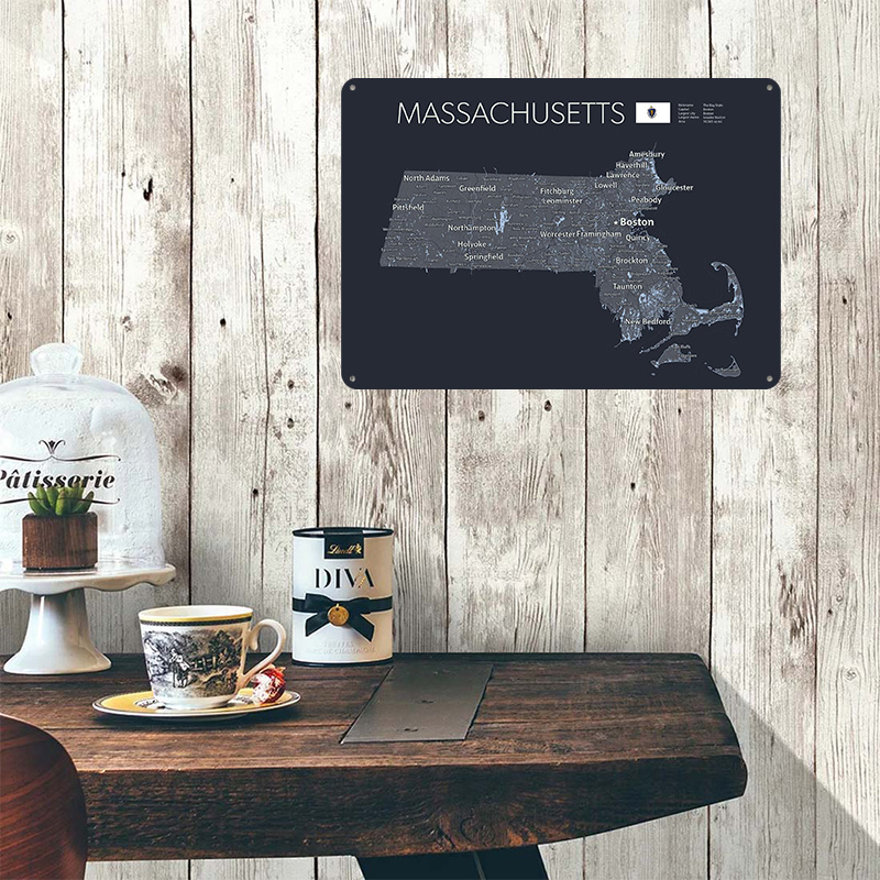 MASSACHUSETTS Map Tinplate Pos - Custom Map Poster recensie en prijs